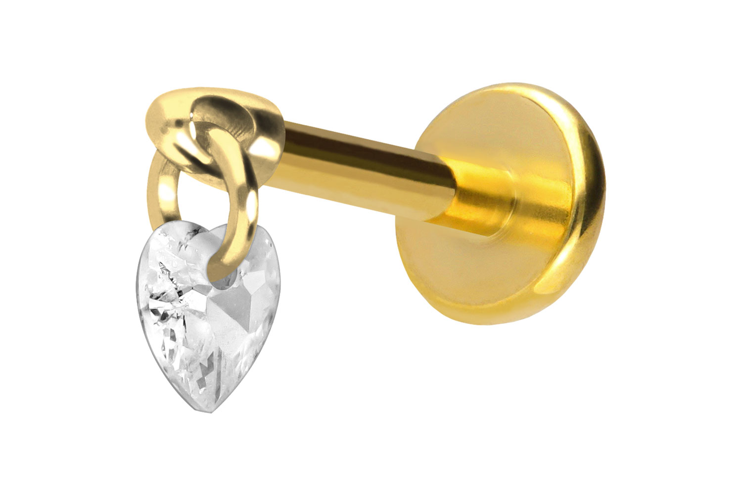 Titan Labret Piercing mit Push Fit KRISTALLHERZ